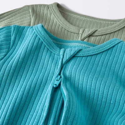 Baby 2pk Basic Wide Rib Romper - Cloud Island™ Green 3 Baby 2pk Basic Wide Rib Romper - Cloud Island™ Green - Image 2