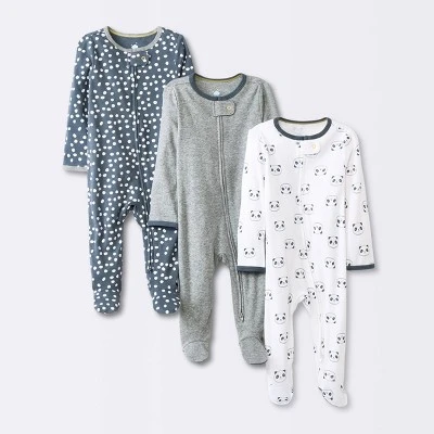 Baby Boys' 3pk Pandas Zip-Up Sleep N' Play - Cloud Island™ Heather Gray 6 Baby Boys' 3pk Pandas Zip-Up Sleep N' Play - Cloud Island™ Heather Gray - Image 4