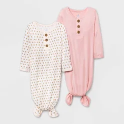 Baby Girls' 2pk Modal Tie NightGown - Cloud Island™ Pink -Cloud Island™ GUEST 261e7217 0f0a 40b9 bec6 74f8b1f7e4c6