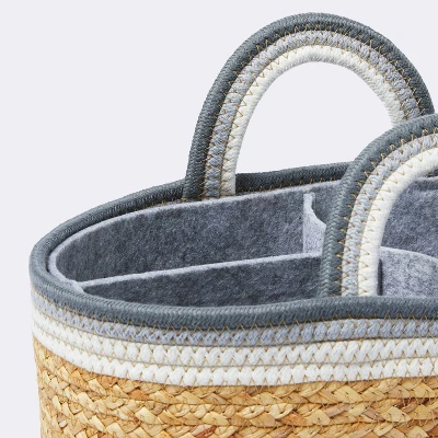 Braided Water Hyacinth Decorative Container With Coiled Rope Handles - Gray - Cloud Island™ 4 Braided Water Hyacinth Decorative Container With Coiled Rope Handles - Gray - Cloud Island™ - Image 2
