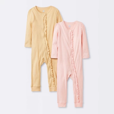 Baby 2pk Basic Wide Rib Romper - Cloud Island™ Pink 5 Baby 2pk Basic Wide Rib Romper - Cloud Island™ Pink - Image 3
