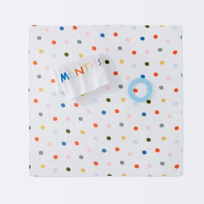 Milestone Swaddle Baby Blanket With Felt Frame - Multi Dot - Cloud Island™ 4 Milestone Swaddle Baby Blanket With Felt Frame - Multi Dot - Cloud Island™ - Image 2