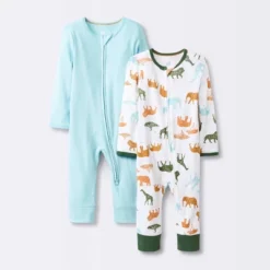 Baby Boys' 2pk Safari Animals Zip Romper - Cloud Island™ -Cloud Island™ GUEST 6a050ea2 182d 407e b259 1392e197dbb6