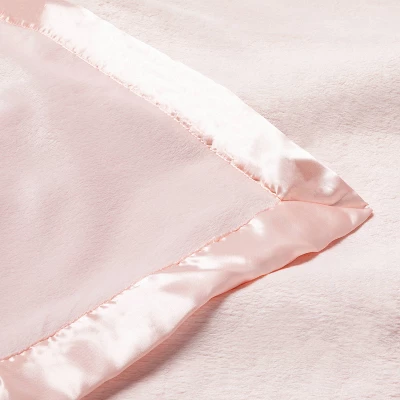 Solid Satin Edge Plush Blanket - Cloud Island™ Pink 4 Solid Satin Edge Plush Blanket - Cloud Island™ Pink - Image 2