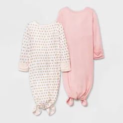 New Products 3 Baby Girls' 2pk Modal Tie NightGown - Cloud Island™ Pink