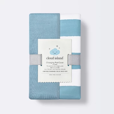 Wipeable Changing Pad Cover - Blue And White Stripes - Cloud Island™ 4 Wipeable Changing Pad Cover - Blue And White Stripes - Cloud Island™ - Image 2