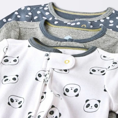 Baby Boys' 3pk Pandas Zip-Up Sleep N' Play - Cloud Island™ Heather Gray 4 Baby Boys' 3pk Pandas Zip-Up Sleep N' Play - Cloud Island™ Heather Gray - Image 2
