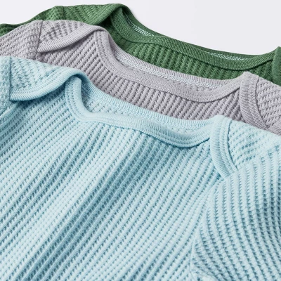 Baby 3pk Long Sleeve Waffle Bodysuit - Cloud Island™ Green 3 Baby 3pk Long Sleeve Waffle Bodysuit - Cloud Island™ Green - Image 2