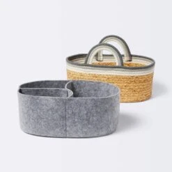 Braided Water Hyacinth Decorative Container With Coiled Rope Handles - Gray - Cloud Island™ 8 Braided Water Hyacinth Decorative Container With Coiled Rope Handles - Gray - Cloud Island™ -Cloud Island™ GUEST fc794c5a a9d8 451f 886e 850875b4c360