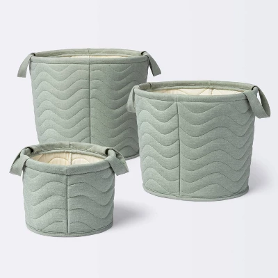 Quilted Fabric Large Round Storage Basket - Green - Cloud Island™ 5 Quilted Fabric Large Round Storage Basket - Green - Cloud Island™ - Image 3